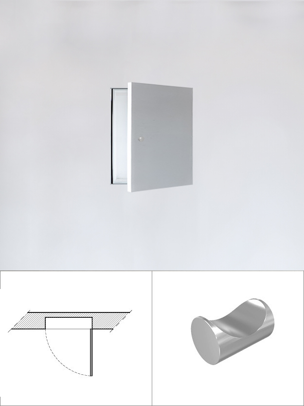 Invisible single panel 20×30 right hand facing door with fixed knob