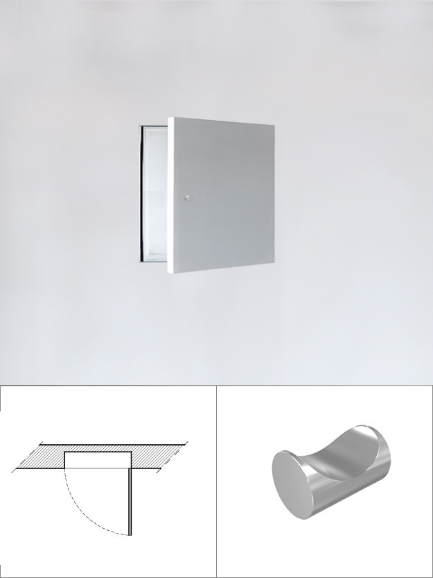 Invisible single panel 40×30 right hand facing door with fixed knob