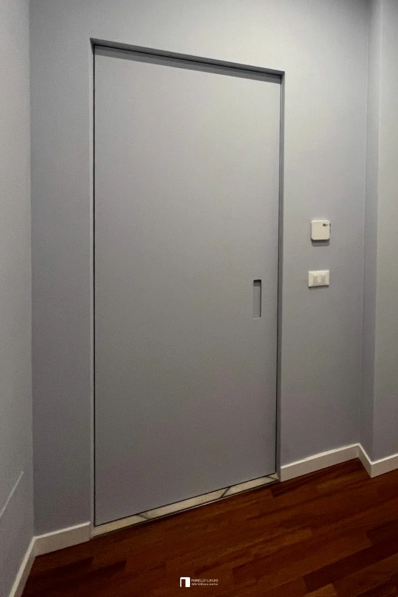 Invisible hinged door with recessed handle