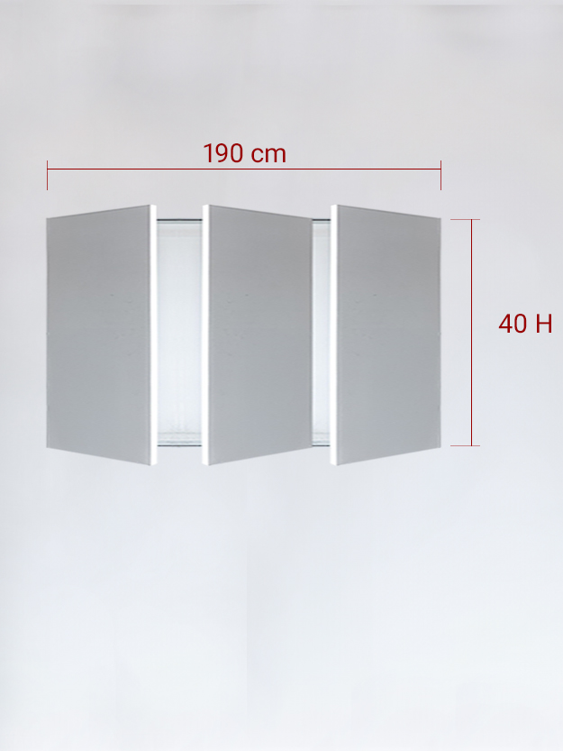 Invisible triple panels cm 190x40